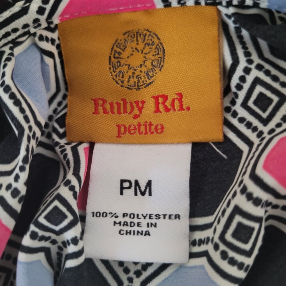 Ruby Rd Oh Happy Day Button Front Ruffled Neck Blouse - Picture 7 of 10